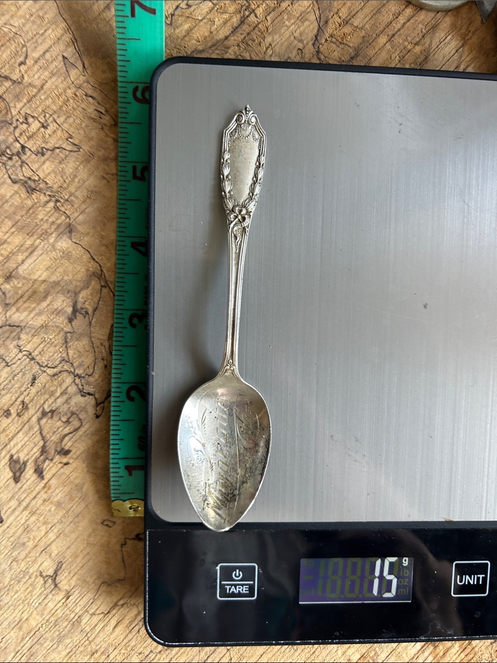 15 gr 5.5” Ornate Engraved Silver Spoon Minocqua Wisconsin